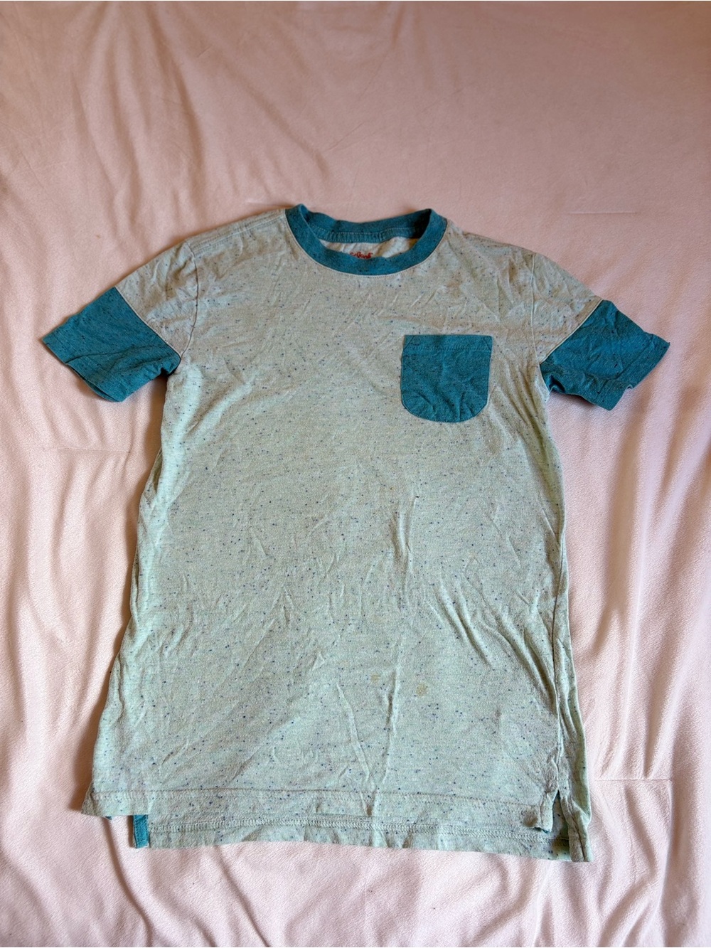 Cat & Jack Kids Short-Sleeve Ringer Tee in Light Teal with Dark Teal Trim